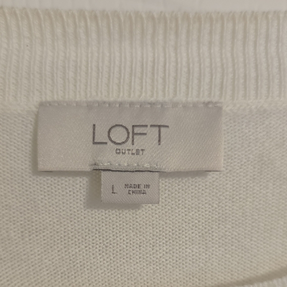 LOFT Navy and White Striped Sweater with Red Candy Cane Accent - Picture 2 of 3